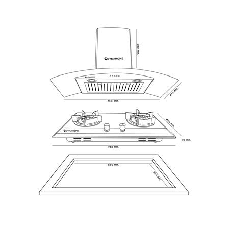 เตาฝัง+เครื่องดูดควัน DYNA HOME DH0390+DH2000G_2