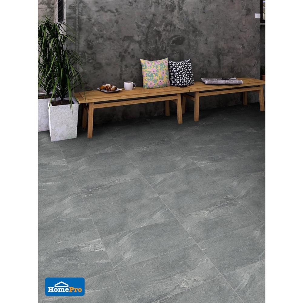 กระเบื้องพื้นพอร์ซเลน 29.8x60 ซม. TARA มาเตโอ ดำ A 0.72M2