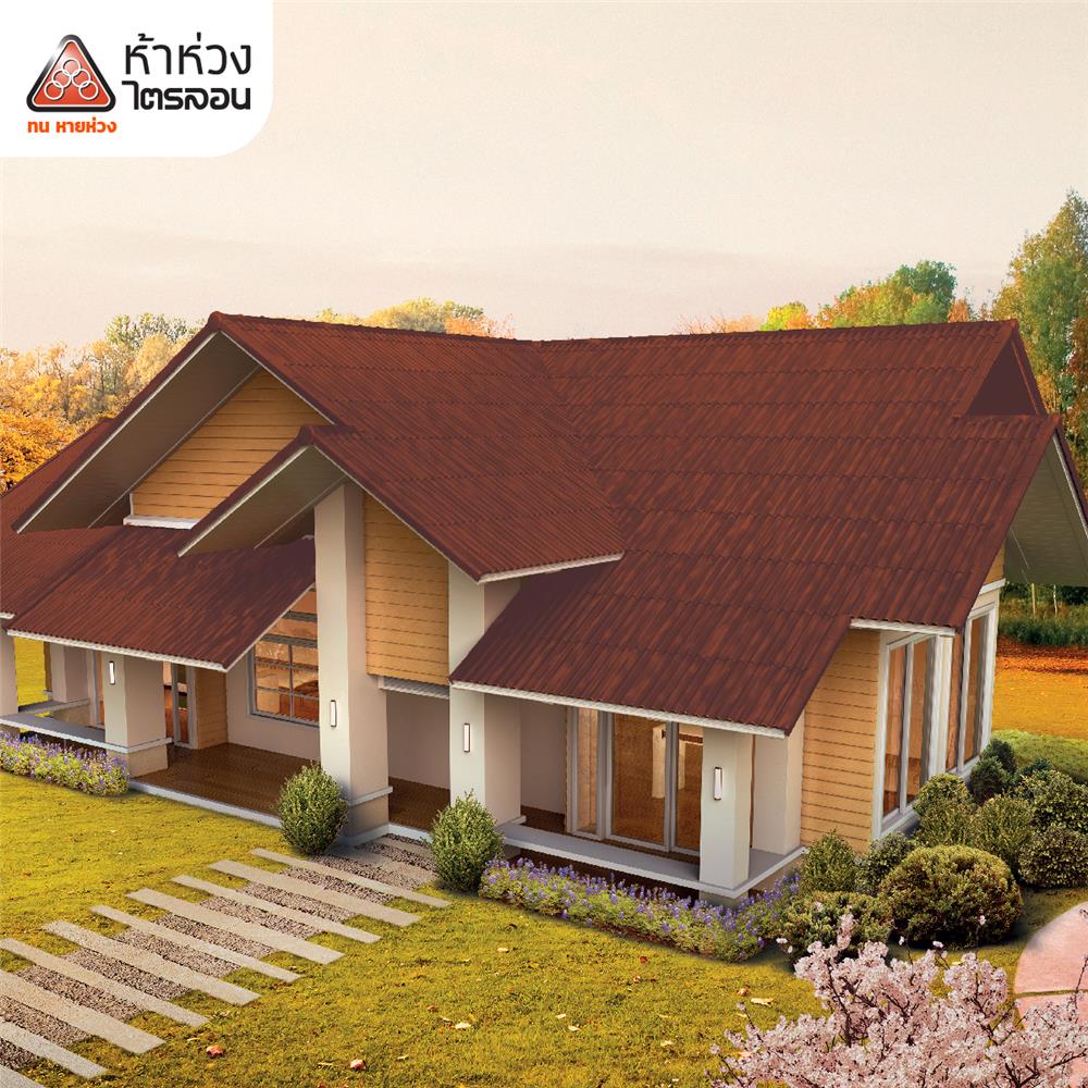 กระเบื้องหลังคาไตรลอน ห้าห่วง ดูอัลโทน 0.5x50x60 ซม. สีช็อคโกบราวน์