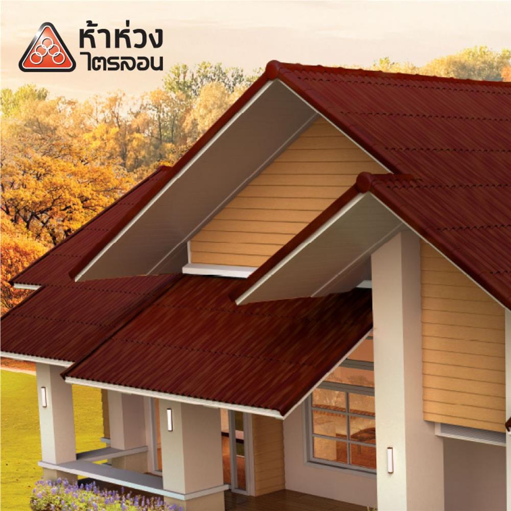 กระเบื้องหลังคาไตรลอน ห้าห่วง ดูอัลโทน 0.5x50x60 ซม. สีเรดเบอร์รี่
