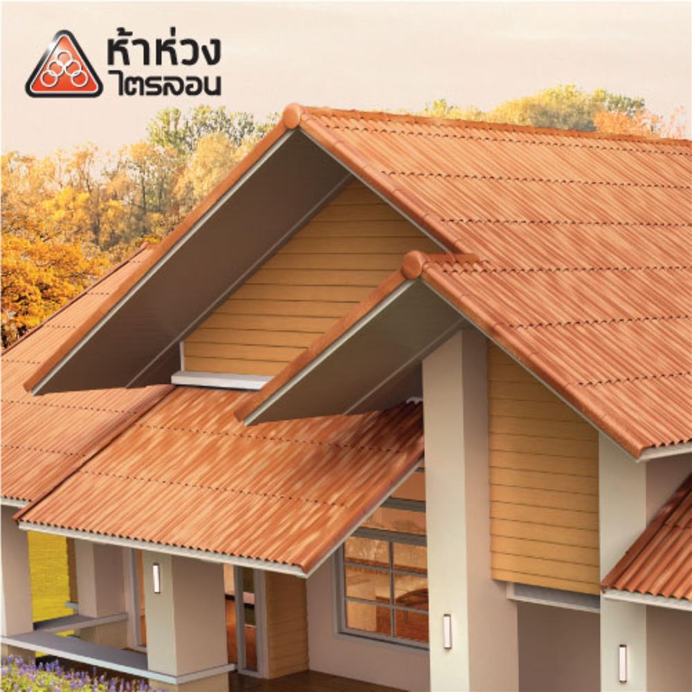 กระเบื้องหลังคาไตรลอน ห้าห่วง ดูอัลโทน 0.5x50x60 ซม. สีมาร์มาเลดออเร้นจ์