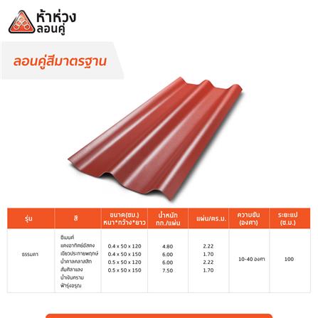 กระเบื้องหลังคาลอนคู่ ห้าห่วง 0.4x50x150 ซม. สีแดงอาทิตย์อัสดง_3