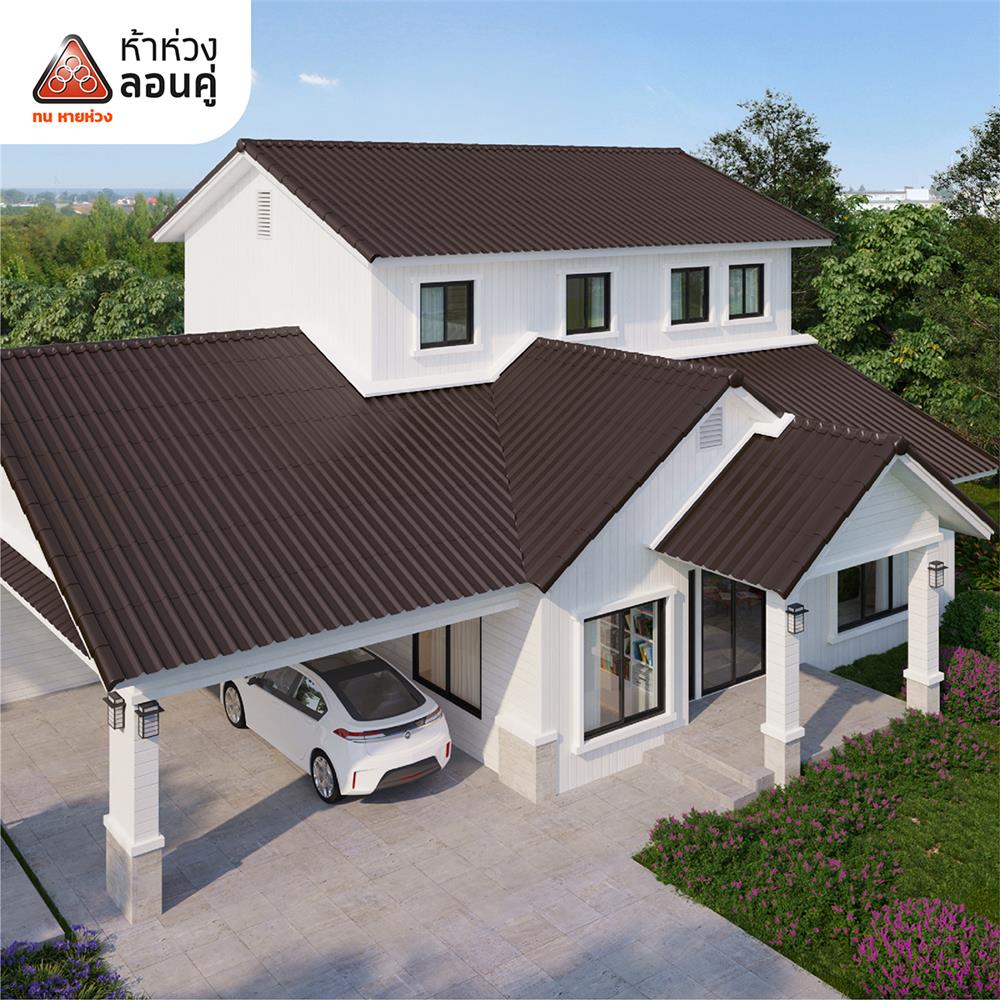 กระเบื้องหลังคาลอนคู่ ห้าห่วง 50x150x0.5 ซม. สีน้ำตาลคลาสิก