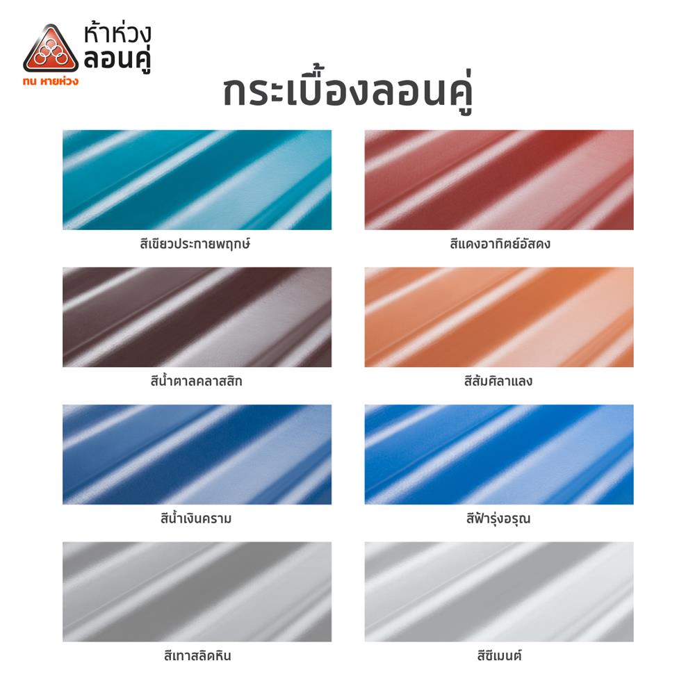 กระเบื้องหลังคาลอนคู่ ห้าห่วง 50x150x0.5 ซม. สีน้ำตาลคลาสิก