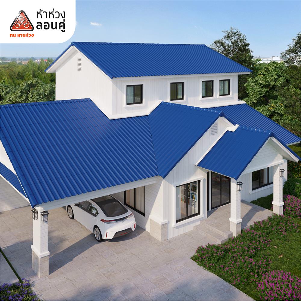 กระเบื้องหลังคาลอนคู่ ห้าห่วง 0.5x50x150 ซม. สีฟ้ารุ่งอรุณ