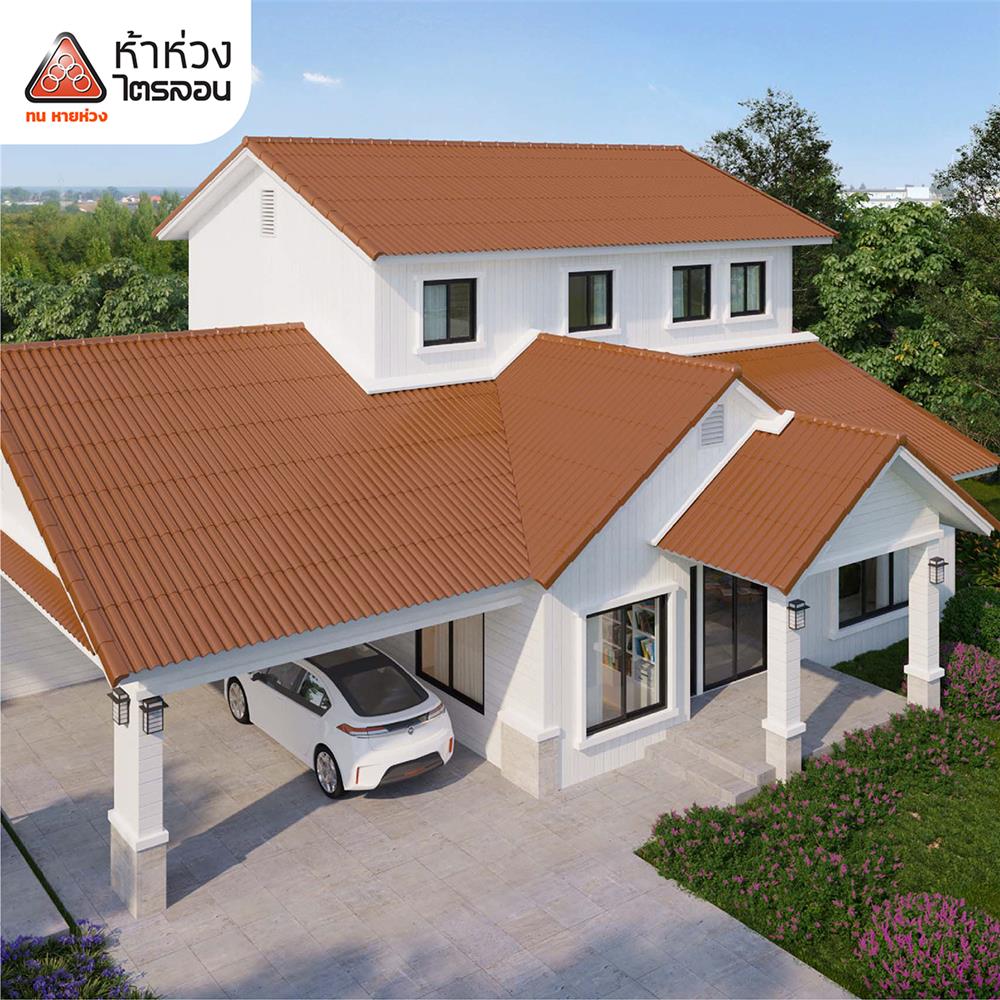 กระเบื้องหลังคาไตรลอน ห้าห่วง 0.5x50x60 ซม. สีส้มศิลาแลง