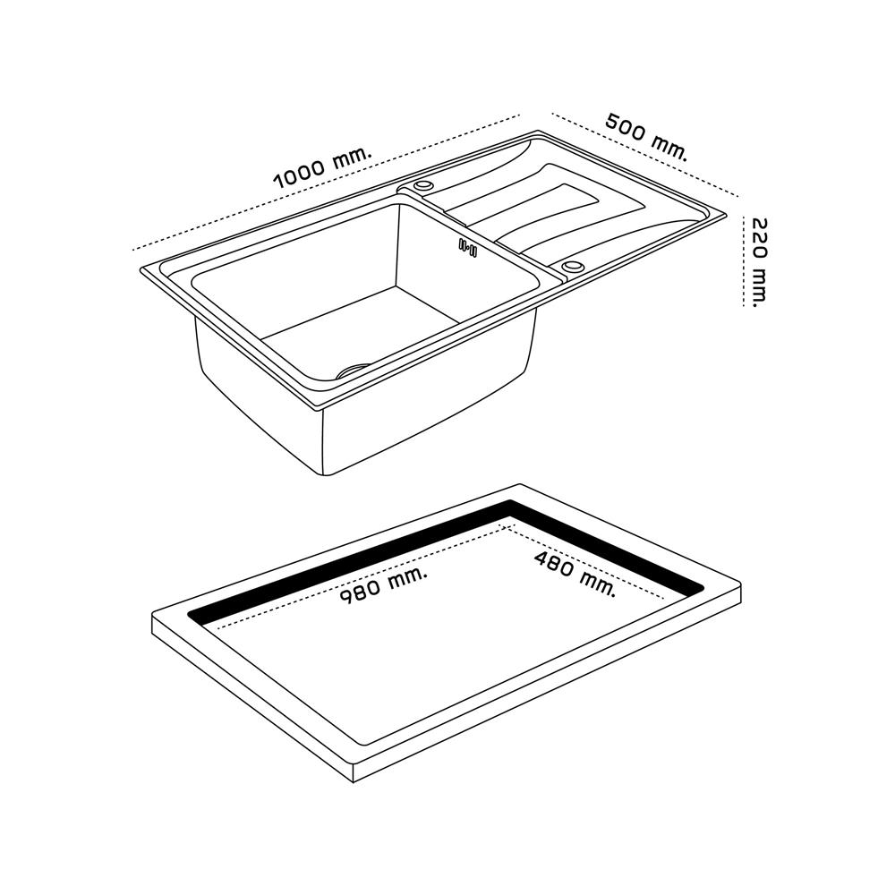 ซิงค์ฝัง 1 หลุม 1 ที่พัก DYNA HOME DH-10050EB สีเงิน