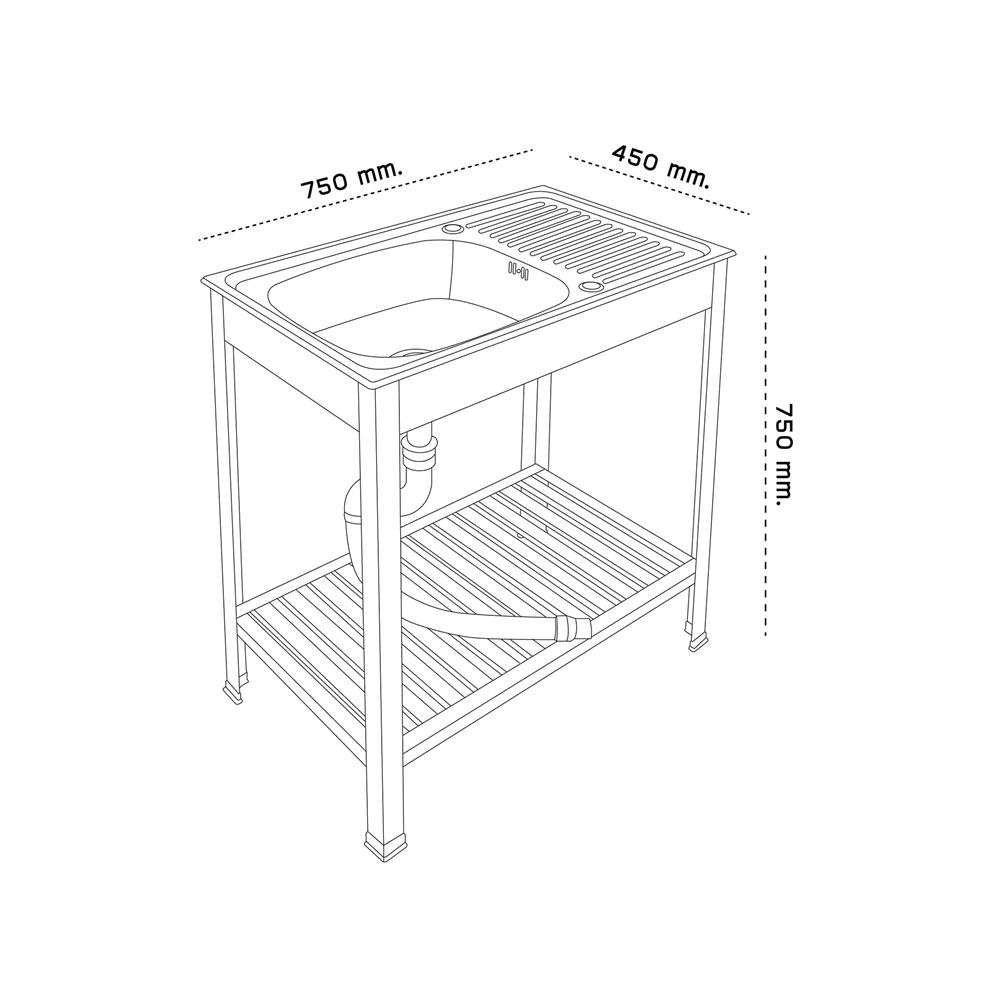 ซิงค์ขาตั้ง 1 หลุม 1 ที่พัก DYNA HOME DH 7545T สีเงิน