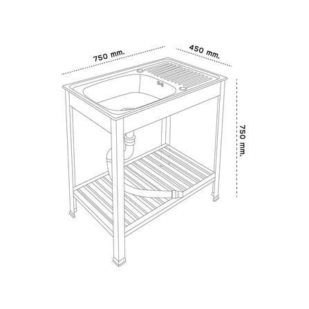 ซิงค์ขาตั้ง 1 หลุม 1 ที่พัก DYNA HOME DH 7545T สีเงิน_3