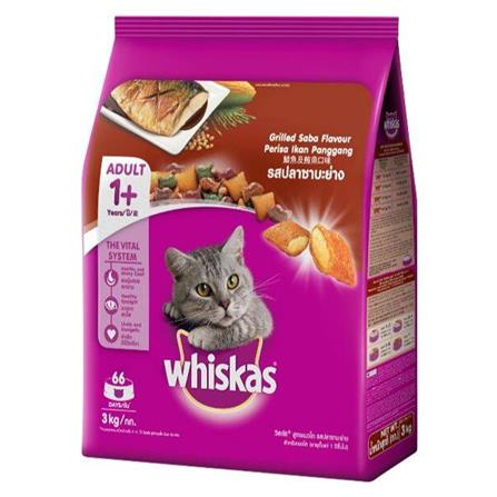 อาหารแมว WHISKAS ADULT รสปลาซาบะย่าง 3 กก._0