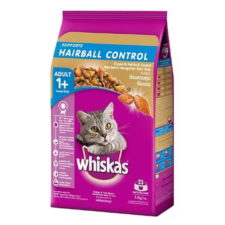 อาหารแมว WHISKAS ADULT พ็อกเก็ต สูตรควบคุมก้อนขน รสไก่และทูน่า 1.1 กก_0