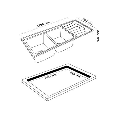 ซิงค์ฝัง 2 หลุม 1 ที่พัก DYNA HOME DH-12050QB สีเงิน_3
