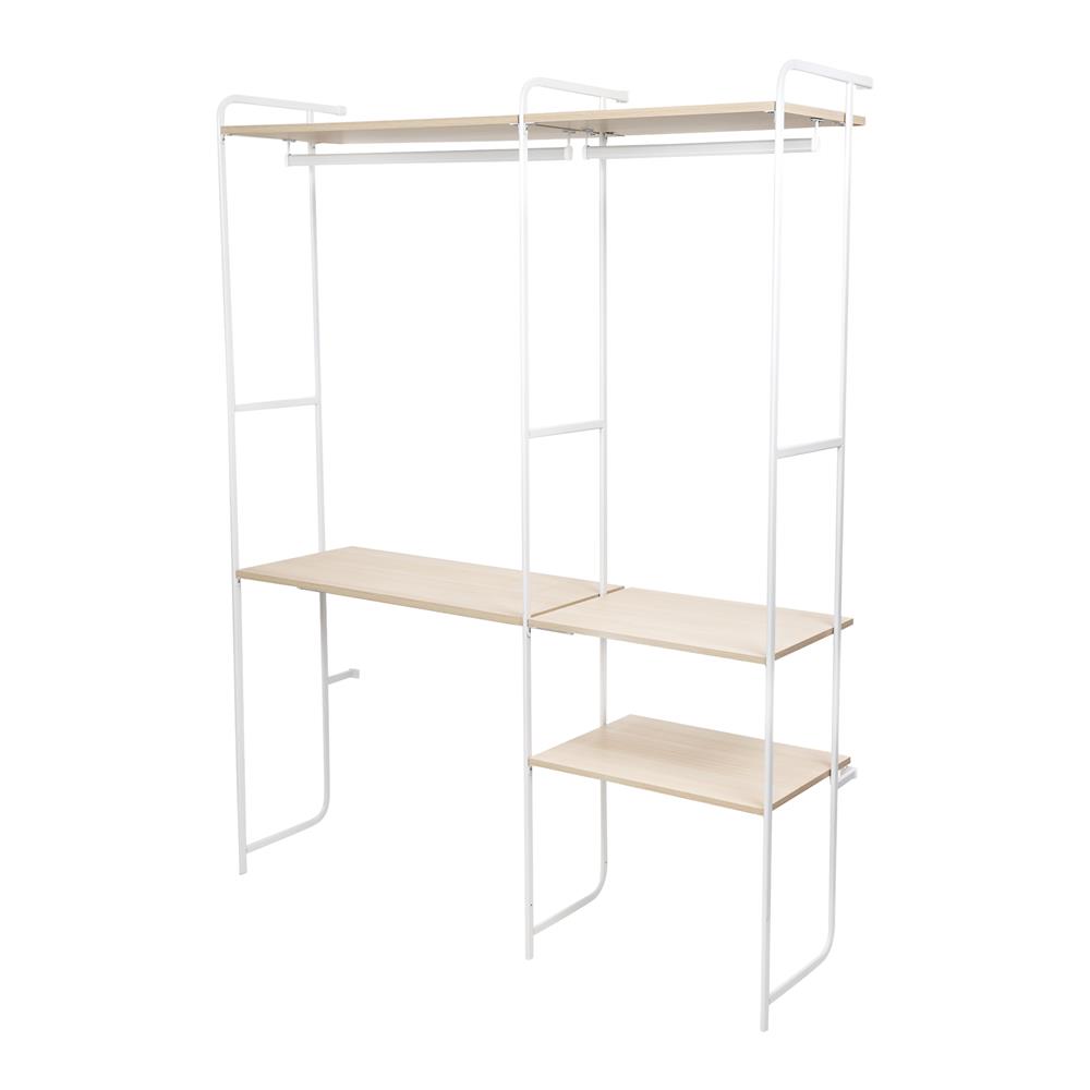 ราวแขวนผ้าติดผนัง 3 ราวแขวนพร้อมชั้นวางของ 150 ซม. PLIM BLISS สีขาว/วอลนัท