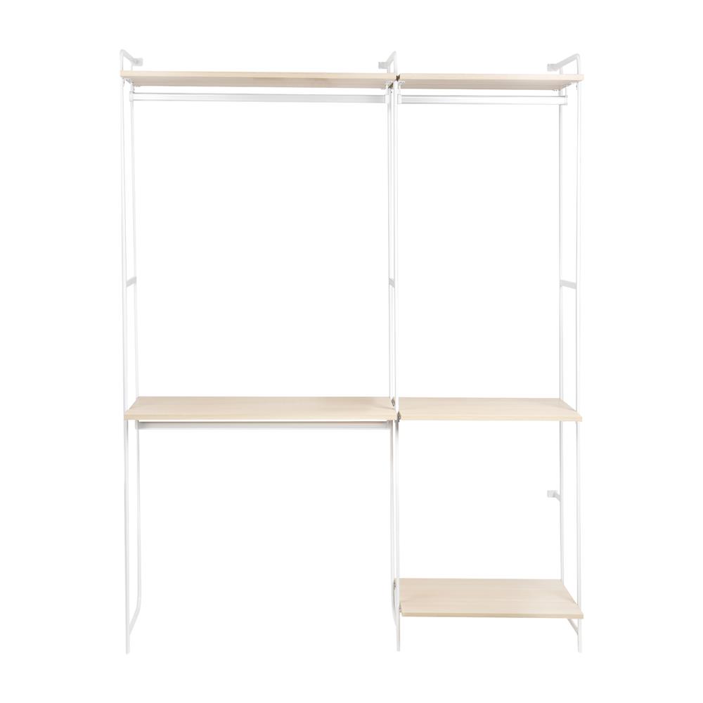 ราวแขวนผ้าติดผนัง 3 ราวแขวนพร้อมชั้นวางของ 150 ซม. PLIM BLISS สีขาว/วอลนัท