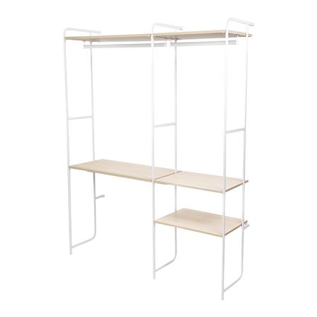 ราวแขวนผ้าติดผนัง 3 ราวแขวนพร้อมชั้นวางของ 150 ซม. PLIM BLISS สีขาว/วอลนัท_0