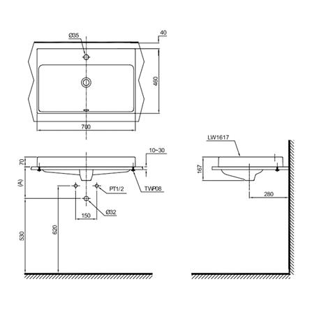 อ่างล้างหน้าวางบน TOTO LW1617C สีขาว_1