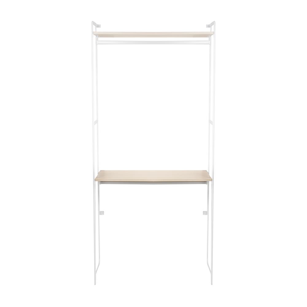 ราวแขวนผ้าติดผนัง 2 ราวแขวนพร้อมชั้นวางของ 90 ซม. PLIM BLISS สีขาว/วอลนัท