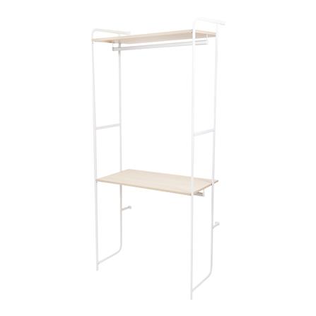 ราวแขวนผ้าติดผนัง 2 ราวแขวนพร้อมชั้นวางของ 90 ซม. PLIM BLISS สีขาว/วอลนัท