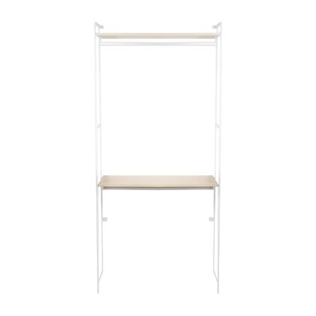 ราวแขวนผ้าติดผนัง 2 ราวแขวนพร้อมชั้นวางของ 90 ซม. PLIM BLISS สีขาว/วอลนัท_1