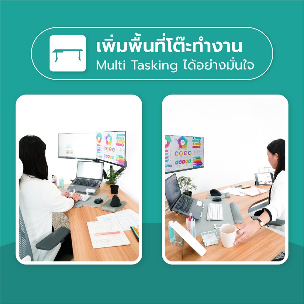 D.I.Y โต๊ะทำงานปรับระดับ BEWELL L SHAPE 180X108 ซม. สีโอ๊ค/ขาว