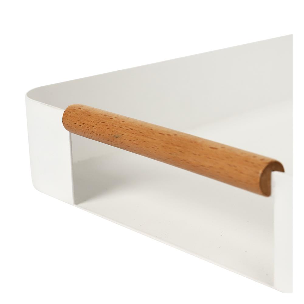 ถาด STEEL KECH WOOD HANDLE 38x25x5ซม. สีขาว