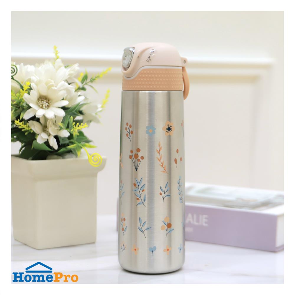 กระติกสุญญากาศ KECH SAFE LOCK LEAF 0.42 ลิตร สีชมพู