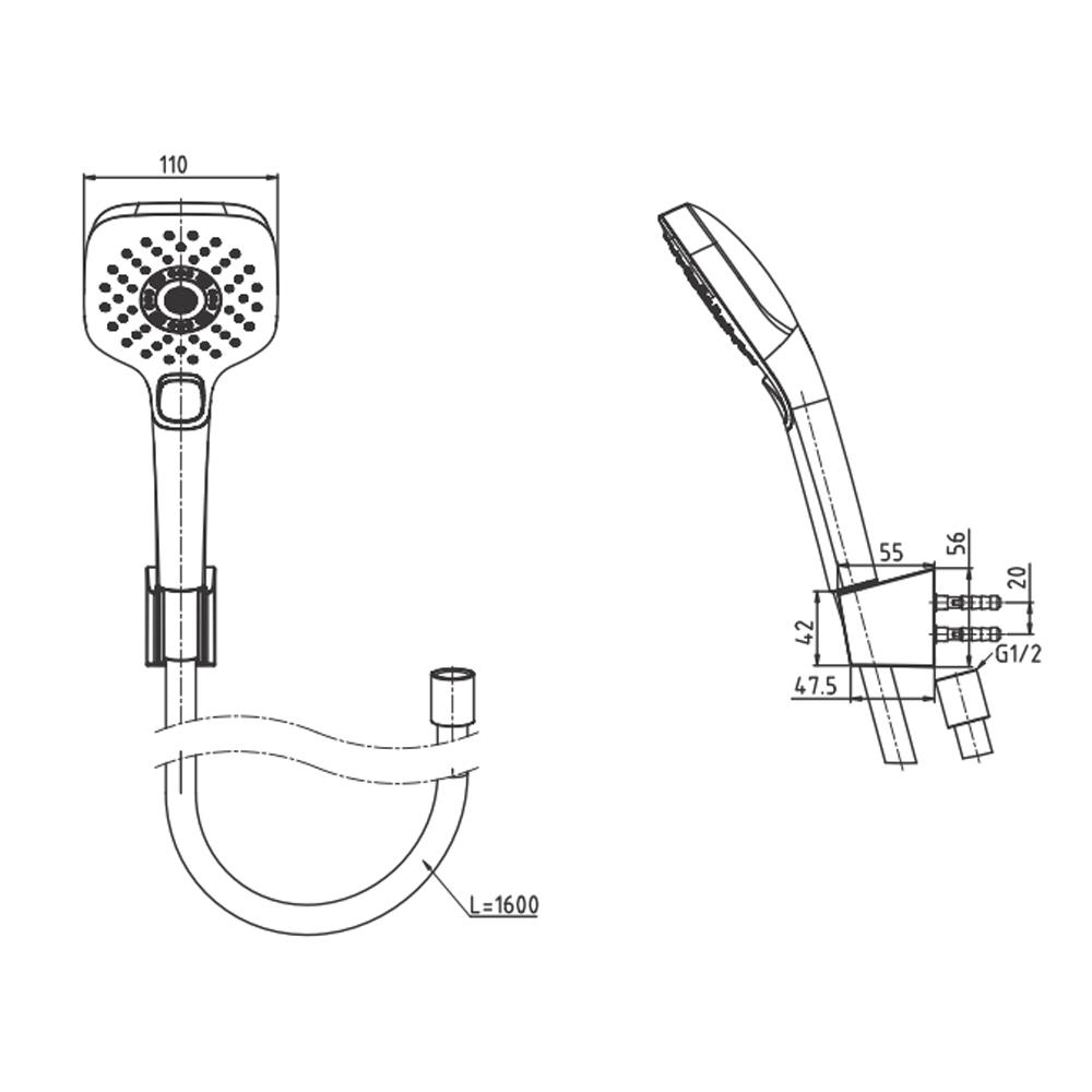 ชุดฝักบัวสายอ่อน 3 ระดับ TOTO รุ่น TBW02006T สีโครม