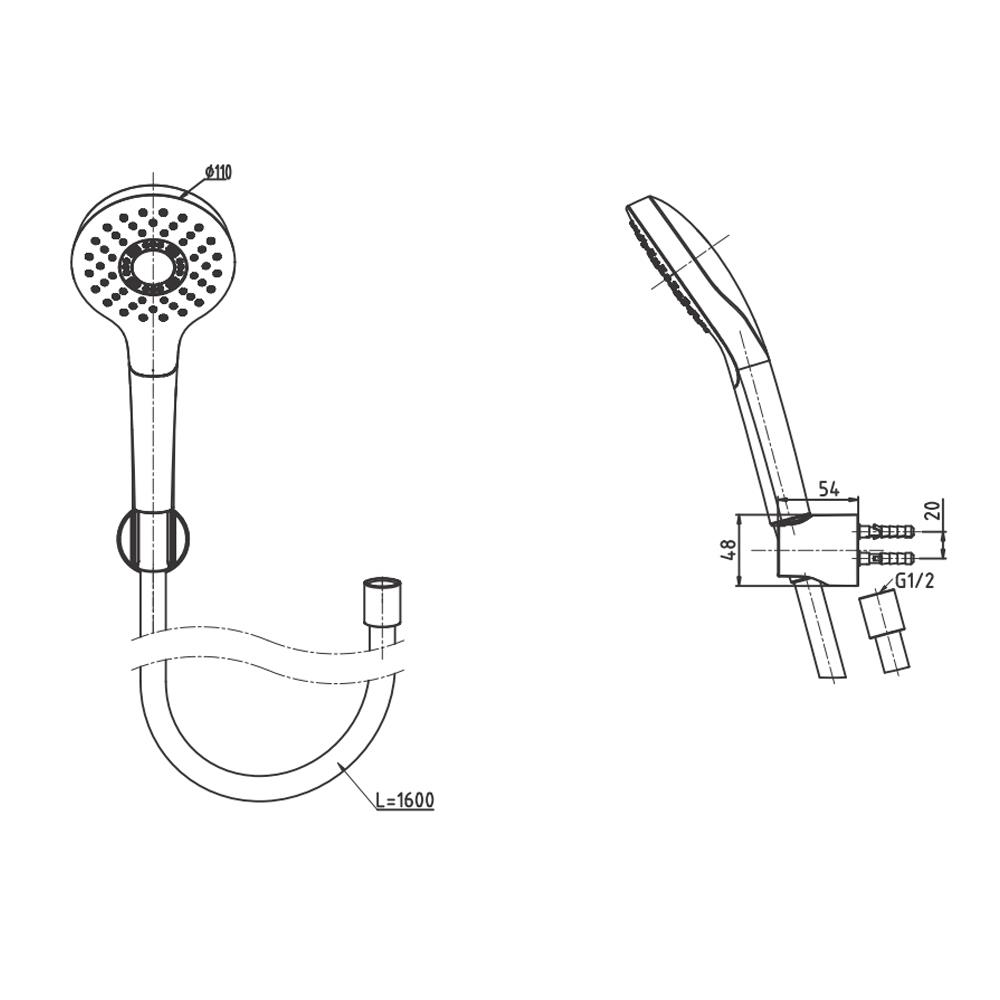 ชุดฝักบัวสายอ่อน 1 ระดับ TOTO รุ่น TBW01008T สีโครม