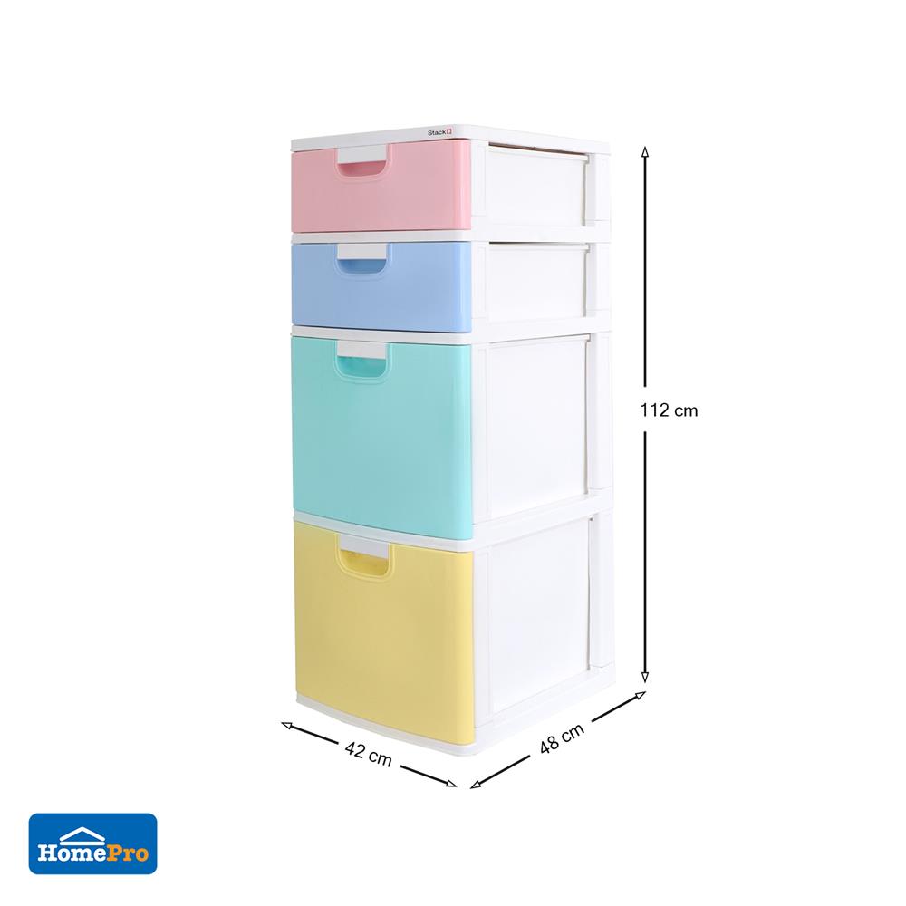 ตู้ลิ้นชัก 4 ชั้น STACKO SL22 42X48X112 ซม. หลากสี