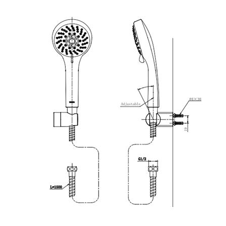 ชุดฝักบัวสายอ่อน 5 ระดับ TOTO รุ่น TTSR105EMFK สีโครม_1