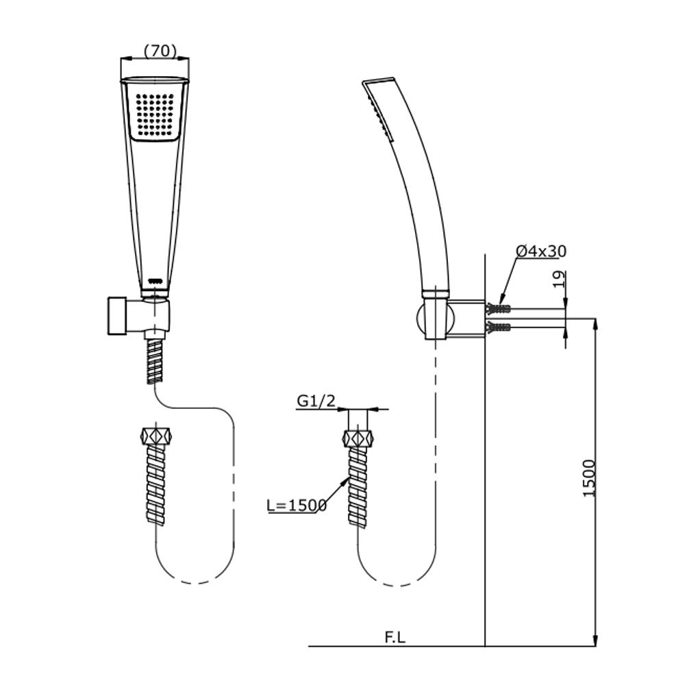 ชุดฝักบัวสายอ่อน 1 ระดับ TOTO รุ่น TTSH103ECFK สีโครม