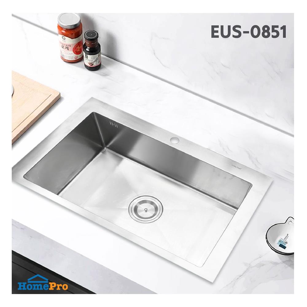 ซิงค์ฝัง 1 หลุม LUCKY FLAME EUS-0851 สีเงิน