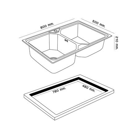 ซิงค์ฝัง 2 หลุม DYNA HOME DH-8050-B สีเงิน_3
