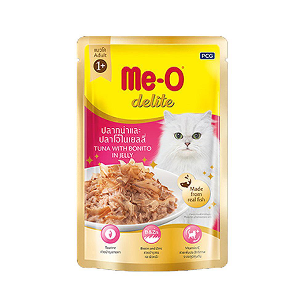 อาหารเปียกแมว MEO DELITE รสปลาทูน่าและปลาโอในเจลลี่ 70 ก.