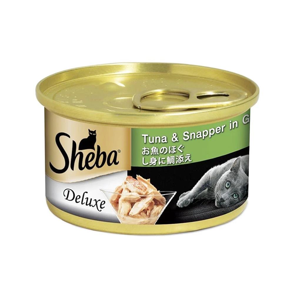 อาหารเปียกแมว SHEBA DELUXE TUNA AND SNAPPER IN GRAVY 85 ก.