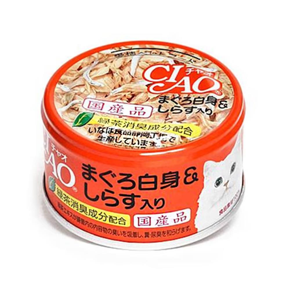 อาหารเปียกแมว CIAO WHITE TUNA AND SHIRASU 85 ก.
