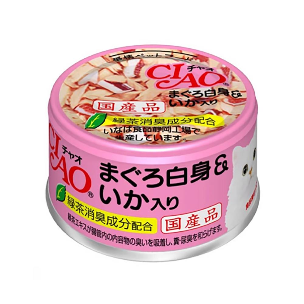 อาหารเปียกแมว CIAO WHITE TUNA AND SQUID 85 ก.