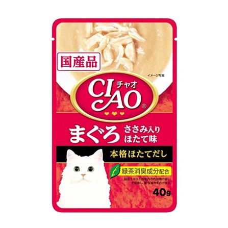 อาหารเปียกแมว CIAO CREAMY SOUP TUNA (MAGURO) AND CHICKEN FILLET SCALLOP WITH FIBER 40 ก.