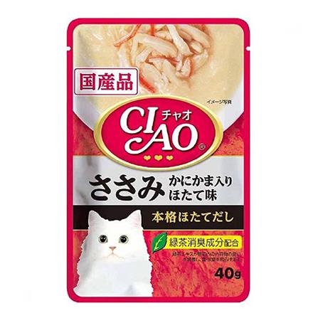 อาหารเปียกแมว CIAO CREAMY SOUP CHICKEN FILLET WITH CRAB STICK SCALLOP 40 ก.