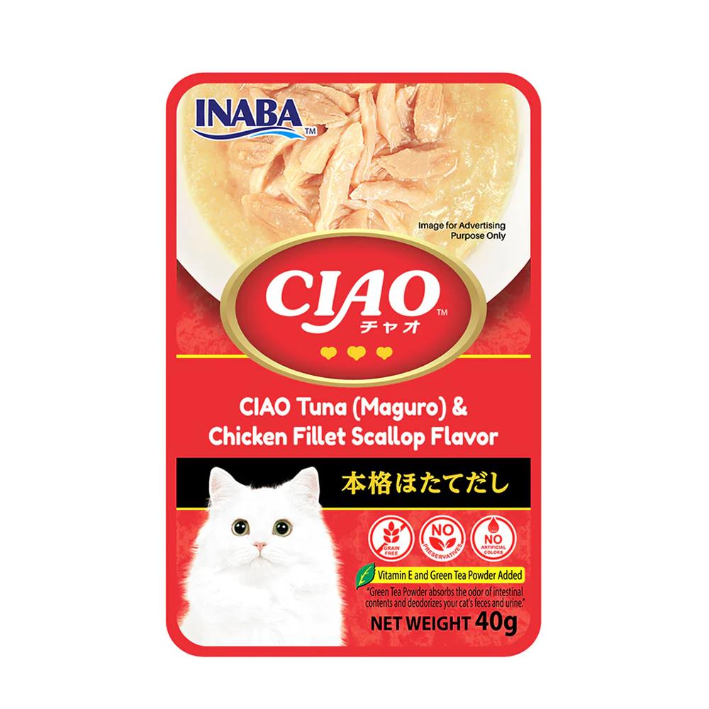 อาหารเปียกแมว CIAO TUNA (MAGURO) CHICKEN FILLET SCALLOP FLAVOR 40 ก.