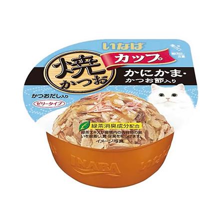 อาหารเปียกแมว INABA CUP GRAVY TUNA KANIKAMA WITH KATSUOBUSHI 80 ก.