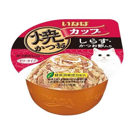 อาหารเปียกแมว INABA CUP GRAVY TUNA SHIRASU WITH KATSUOBUSHI 80 ก.