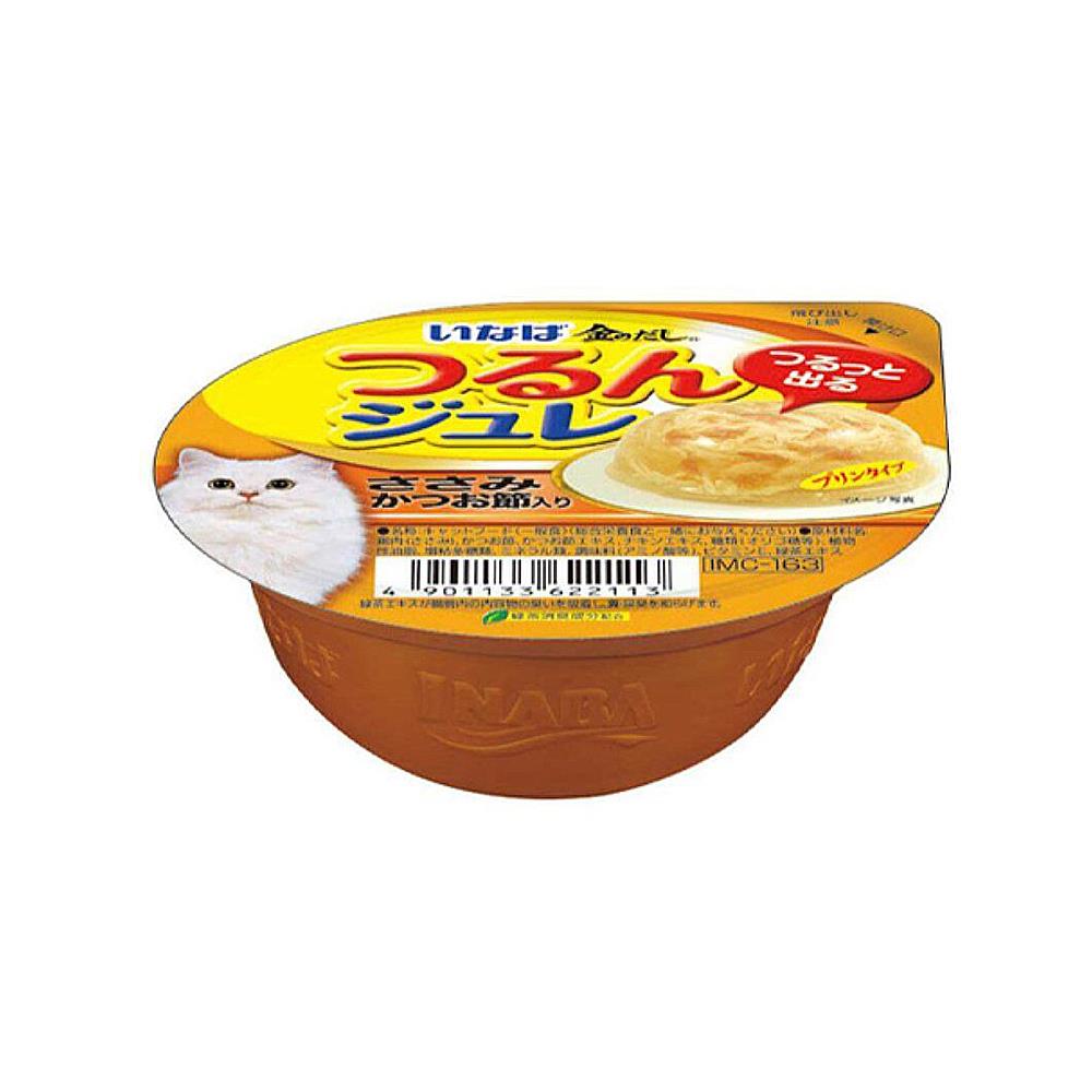 อาหารเปียกแมว INABA รสเนื้อสันในไก่และปลาโอสไลซ์ในเยลลี่ 65 ก.