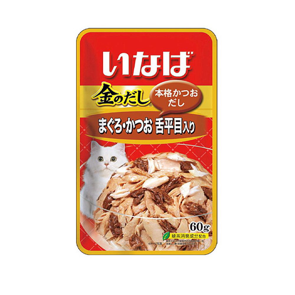 อาหารเปียกแมว INABA รสทูน่าเนื้อขาวและเนื้อแดงหน้าปลาตาเดียวในเยลลี่ 60 ก.