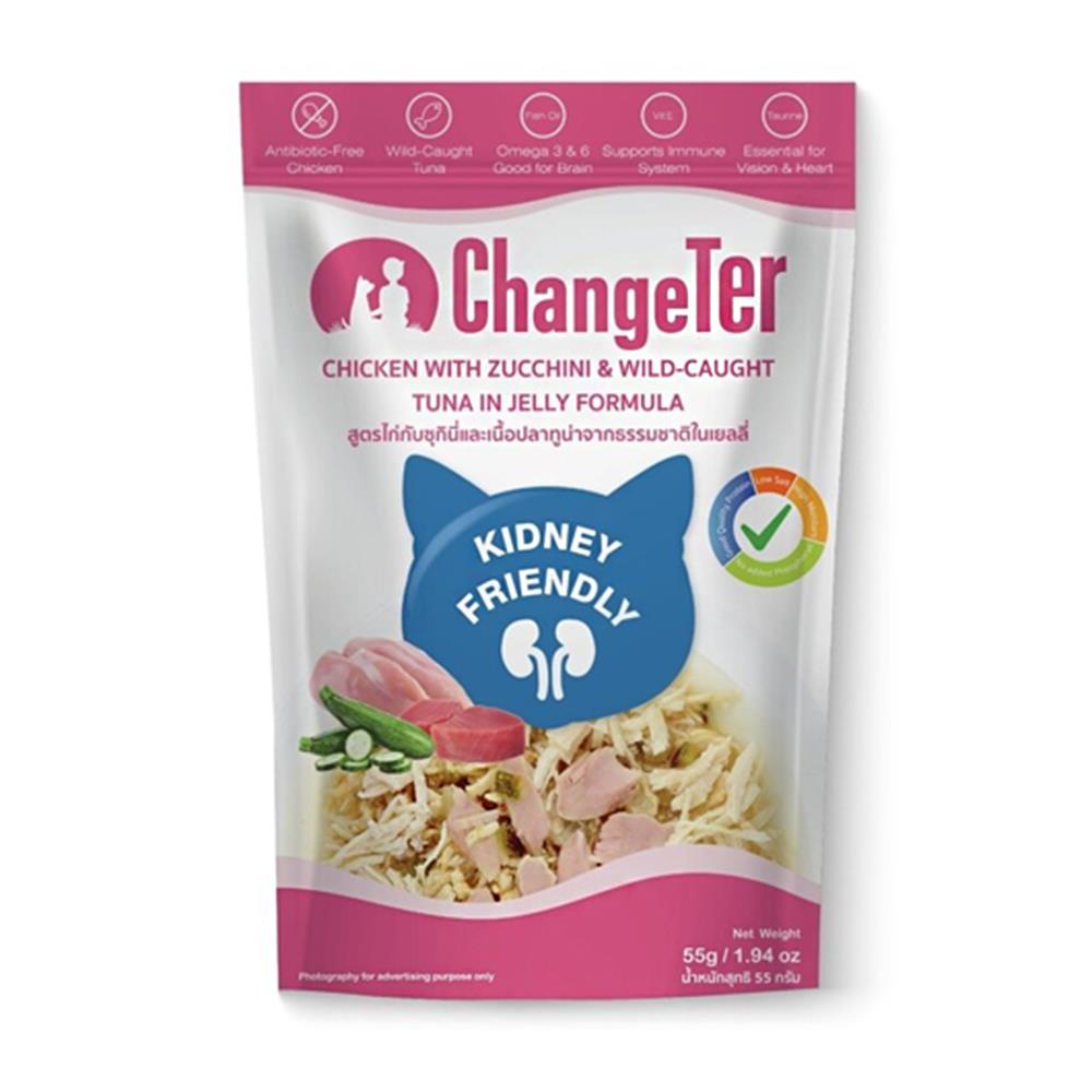 อาหารเปียกแมว CHANGETER CHICKEN ZUCCHINI TUNA JELLY 55 ก.