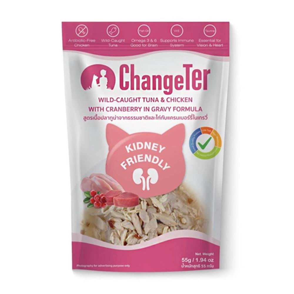 อาหารเปียกแมว CHANGETER TUNA CHICKEN CRANBERRY GRAVY 55 ก.