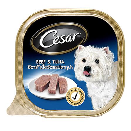 อาหารเปียกสุนัข CESAR DOG BEEF & TUNA 100 ก.