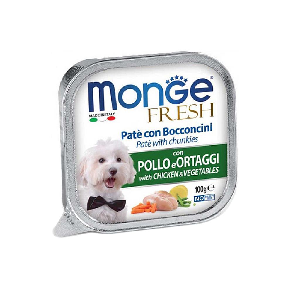 อาหารเปียกสุนัข MONGE FRESH CHICKEN AND VEGETABLES 100 ก.