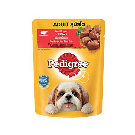 อาหารเปียกสุนัข PEDIGREE ADULT รสเนื้อวัวในน้ำเกรวี่ 130 ก.