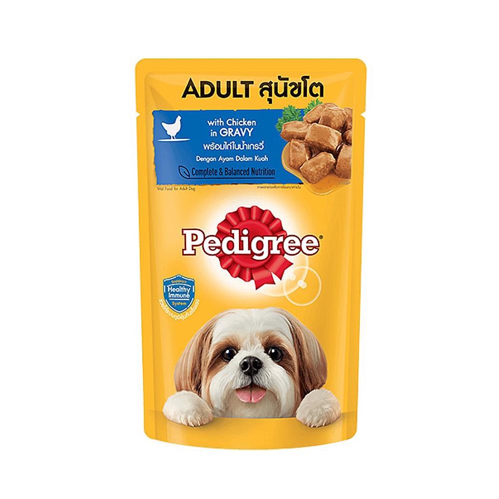 อาหารเปียกสุนัข PEDIGREE ADULT รสไก่ในน้ำเกรวี่ 130 ก.